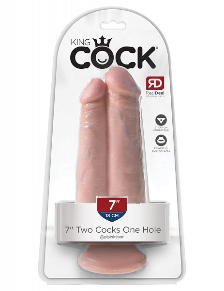 Сдвоенный телесный фаллоимитатор на присоске 7 Two Cocks One Hole - 20,3 см.