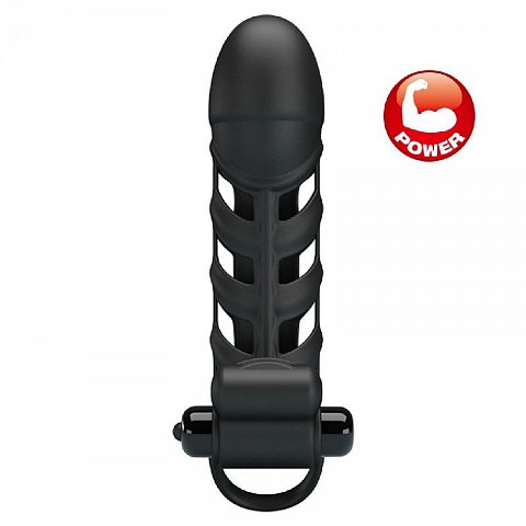 Черная насадка на пенис с вибропулей Penis Sleeve II - 18,8 см.