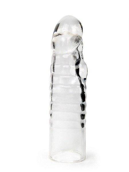 Прозрачная закрытая насадка на член - 15 см.