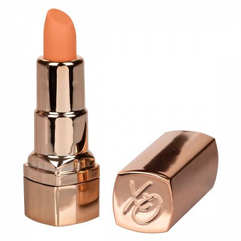 Золотистый вибратор-помада с оранжевым мягким кончиком Hide Play Rechargeable Lipstick
