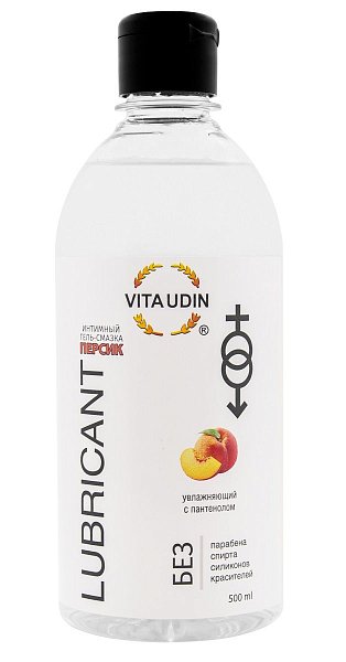 Интимный гель-смазка на водной основе VITA UDIN с ароматом персика - 500 мл.