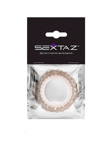Эрекционное кольцо с бежевыми «ресничками»