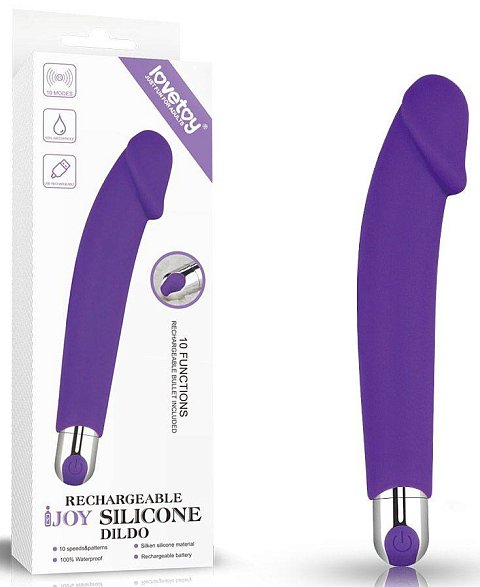 Фиолетовый вибратор Rechargeable IJOY Silicone Dildo - 16,5 см.