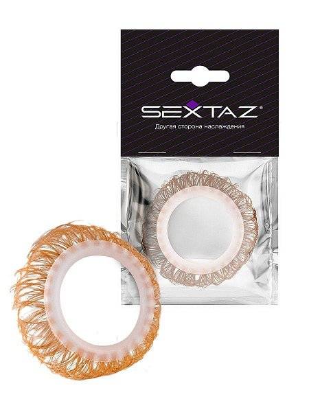 Эрекционное кольцо с бежевыми «ресничками»