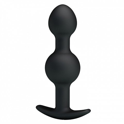 Чёрные силиконовые анальные шарики - 10,4 см.