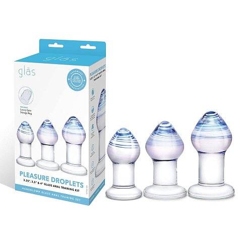 Набор из 3 стеклянных анальных пробок Pleasure Droplets Plug Set