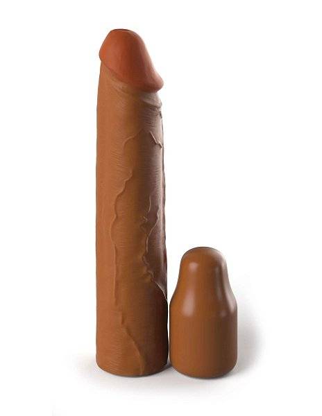 Коричневая насадка на член 2 Silicone X-tension - 20,3 см.