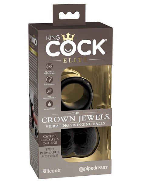 Черная вибронасадка King Cock Ellite The Crown Jewels