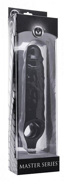 Чёрная увеличивающая насадка на член Mamba Cock Sheath Packaged - 16,5 см.