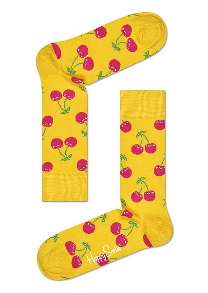 Желтые носки унисекс Cherry Sock с вишенками