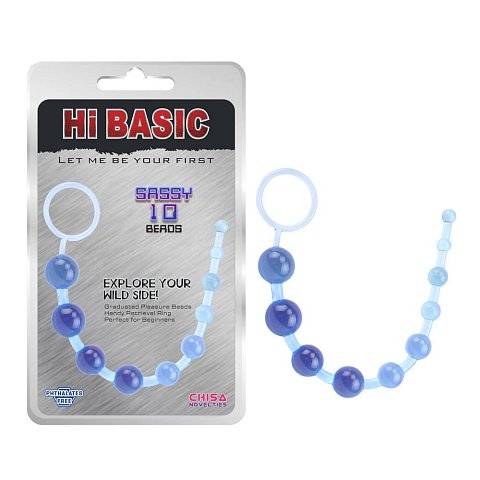 Голубая анальная цепочка Sassy Anal Beads - 26,7 см.