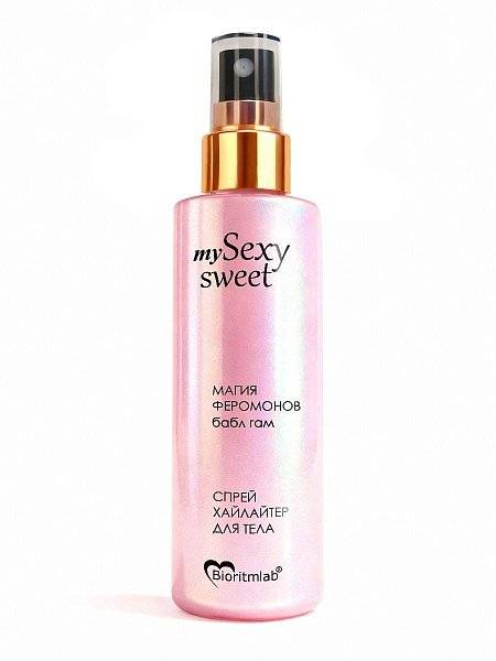 Спрей хайлайтер для тела Sexy Sweet с ароматом бабл-гам, шиммером и феромонами - 200 мл.