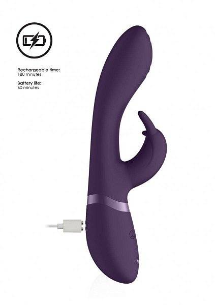 Фиолетовый вибромассажер-кролик Cato - 21,5 см.