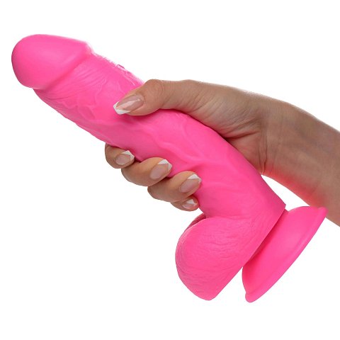 Розовый фаллоимитатор на присоске 8.25 Dildo with Balls - 22,8 см.