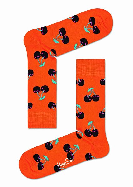 Оранжевые носки унисекс Cherry Sock с вишенками