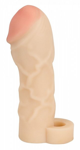 Закрытая большая насадка на пенис с подхватом мошонки Thicker Bigger Extension - 17 см.