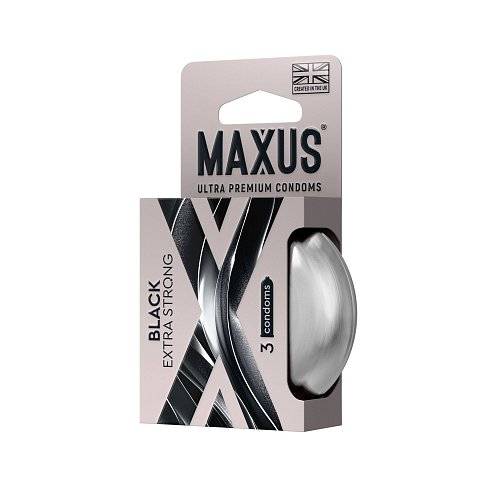 Черные утолщенные презервативы MAXUS Extra Strong с железным кейсом - 3 шт.