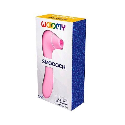 Розовый стимулятор Smoooch Clitoral Suction Vibration - 18,6 см.