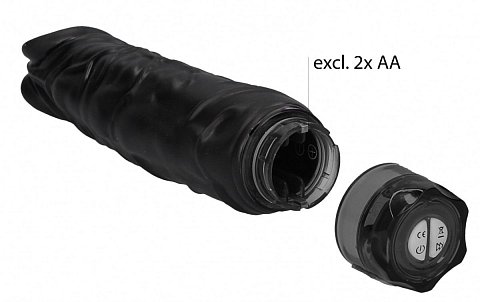 Черный вибромассажер Realisic 10 speed Vibrator - 24 см.