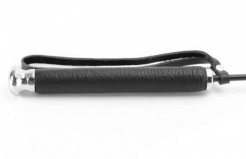 Чёрный кожаный стек с прямоугольным наконечником - 66 см.