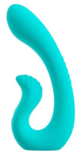 Бирюзовый вибратор NAIRA Dual Heads Vibrator - 17,5 см.
