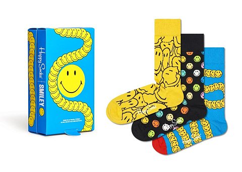 Набор из 3 пар носков унисекс Happy socks collaboration 3-Pack Smiley Gift Set