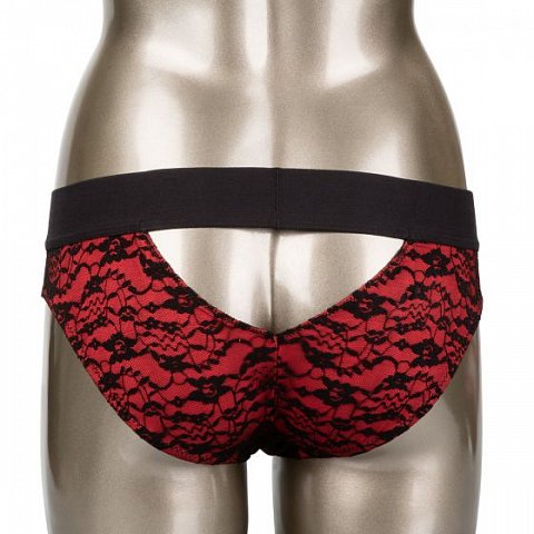Красно-черные страпон-трусики Pegging Panty Set - размер L-XL
