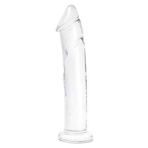 Большой стеклянный стимулятор 12’’ Glass Dildo With Veins Flat Base - 28 см.