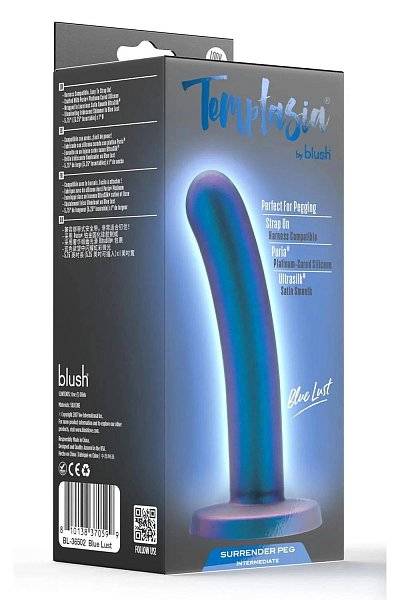 Синяя насадка с гладкой поверхностью Surrender 5.75 Inch Intermediate Pegging Dildo - 14,6 см.