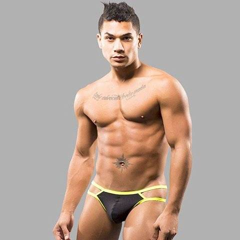 Черные мужские трусы-стринги с 2 боковыми бретелями