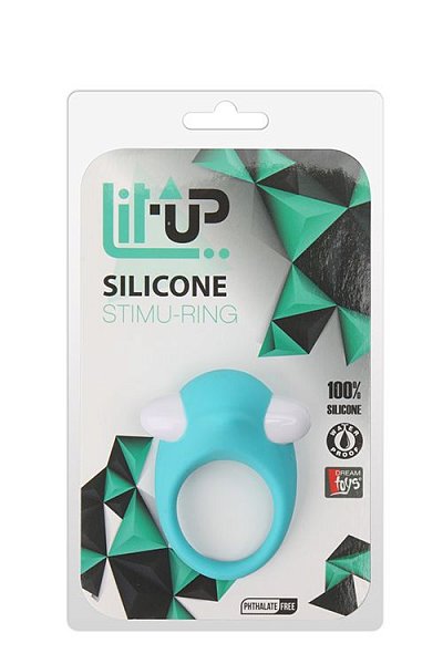 Голубое эрекционное кольцо LIT-UP SILICONE STIMU RING 6