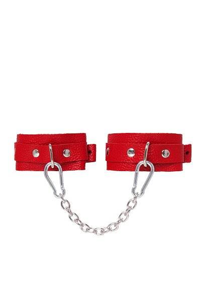 Красные кожаные узкие оковы со скруглёнными углами