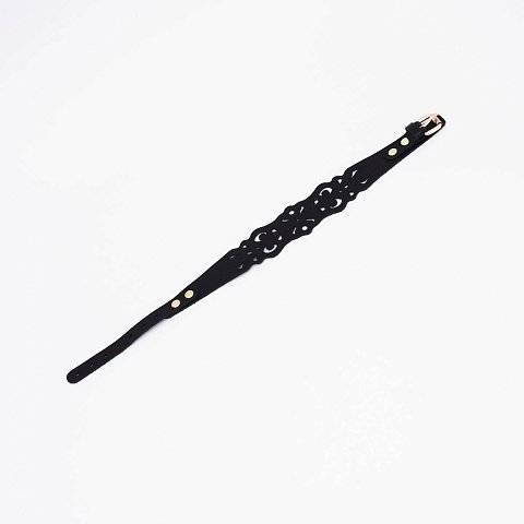 Черный ажурный чокер с золотистой фурнитурой