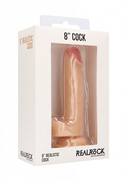 Телесный фаллоимитатор Realistic Cock 8 With Scrotum - 20 см.