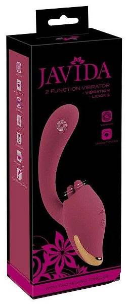 Малиновый вибратор с подвижными язычками 2 Function Vibrator - 20,6 см.