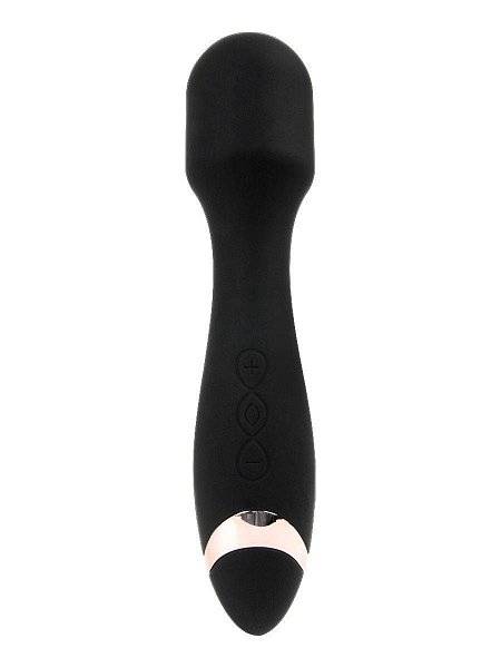Черный силиконовый wand-вибратор - 18,5 см.