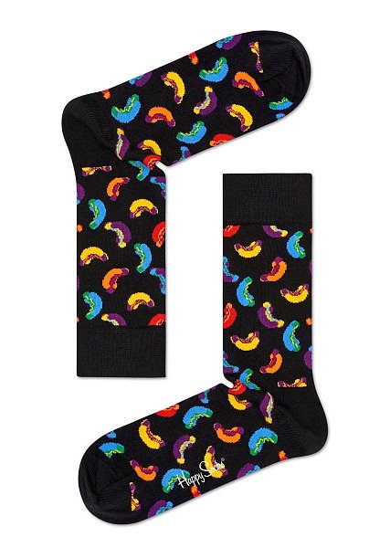 Черные носки Hotdog Sock с цветными хот-догами