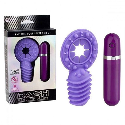 Фиолетовое эрекционное виброкольцо с 10 режимами вибрации Dash