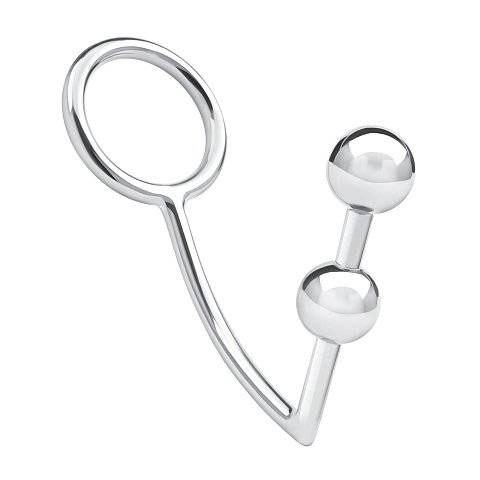 Кольцо на пенис с анальным стимулятором Two Bead Stainless Steel Anal Hook Cock Ring