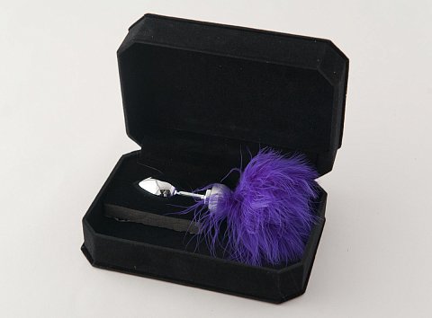 Малая анальная втулка с фиолетовой опушкой - 7 см.