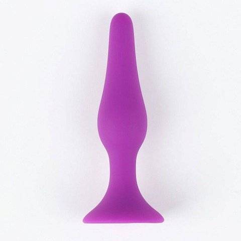 Фиолетовая коническая силиконовая анальная пробка Soft - 10,5 см.