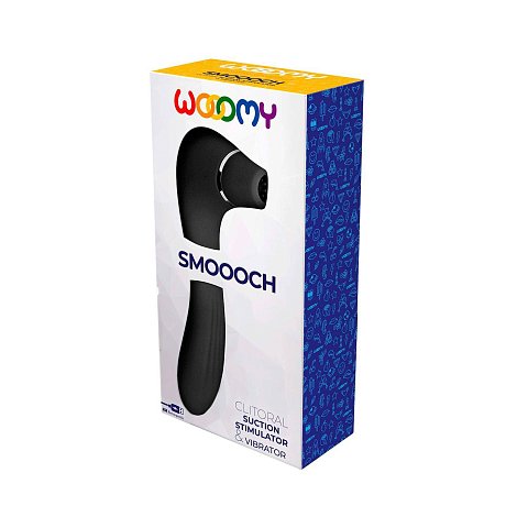 Черный стимулятор Smoooch Clitoral Suction Vibration - 18,6 см.
