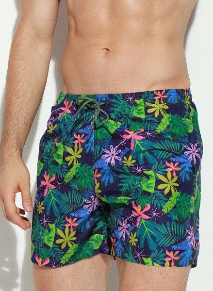 Мужские пляжные шорты с тропическим принтом