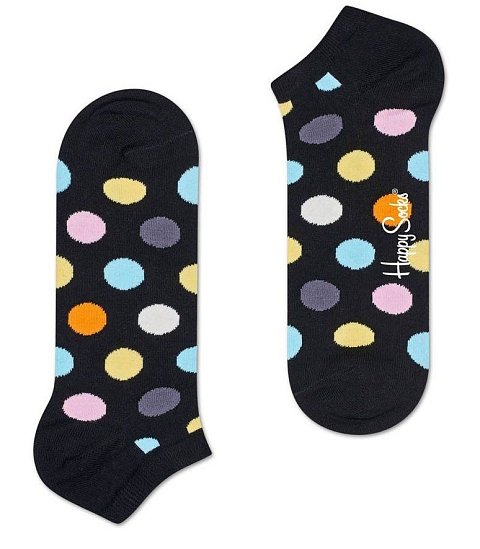 Черные носки-унисекс Big Dot Low Sock в крупный цветной горох