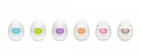 Набор из 6 мастурбаторов-яиц Tenga EGG Strong Sensations с различными рельефом