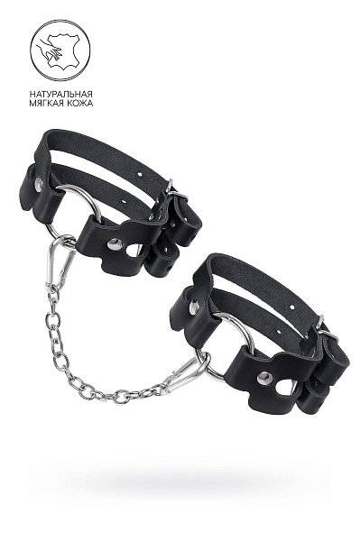 Черные кожаные оковы из двух ремешков