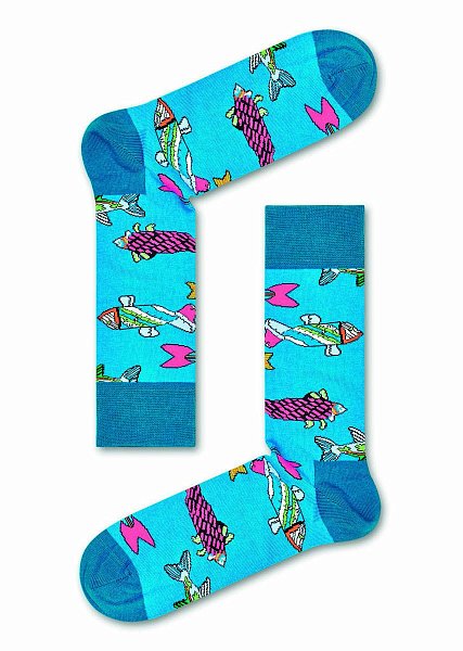 Голубые носки унисекс Beatles Sock с рыбками
