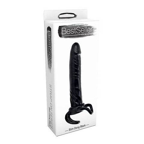 Чёрная насадка-фаллос для двойного проникновения INFLATABLE DILDO SLIM DONG - 13,5 см.