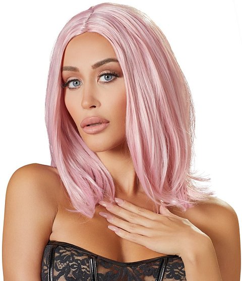Розовый парик с прямыми волосами