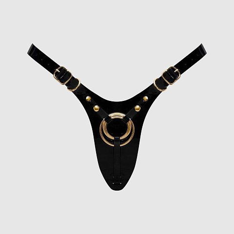 Черный пояс для фиксации насадок Strap-On-Me Leatherette Harness Fabulous